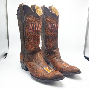 University of Illinois Cowboy Western Boots Sz 11B